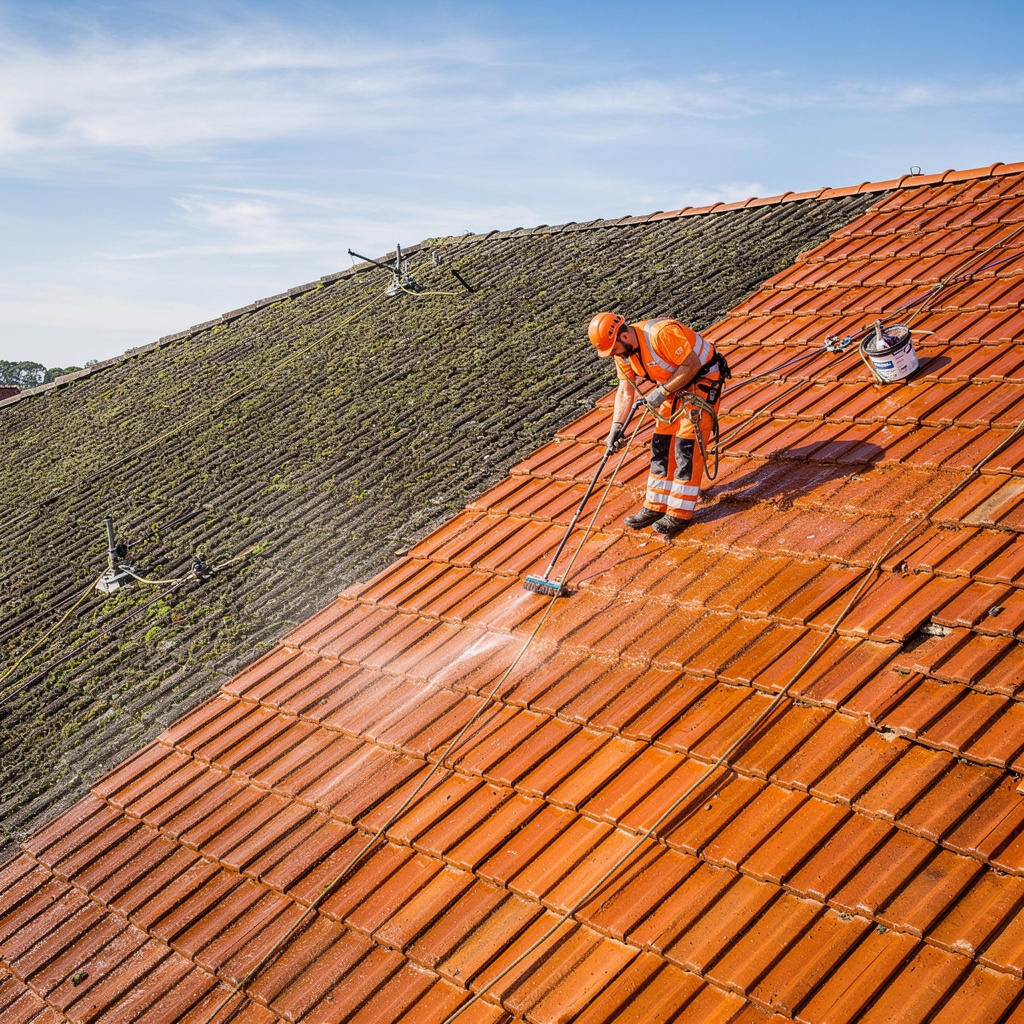 Czyszczenie dachówki ceramicznej z mchu i porostów